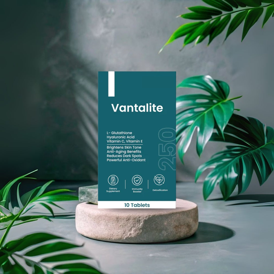 Skinaa Vantalite 250mg Tablets with L-Glutathione, Hyaluronic Acid, Vitamin C & E for skin brightening, reducing dark spots, and anti-aging benefits – 10 tablets pack